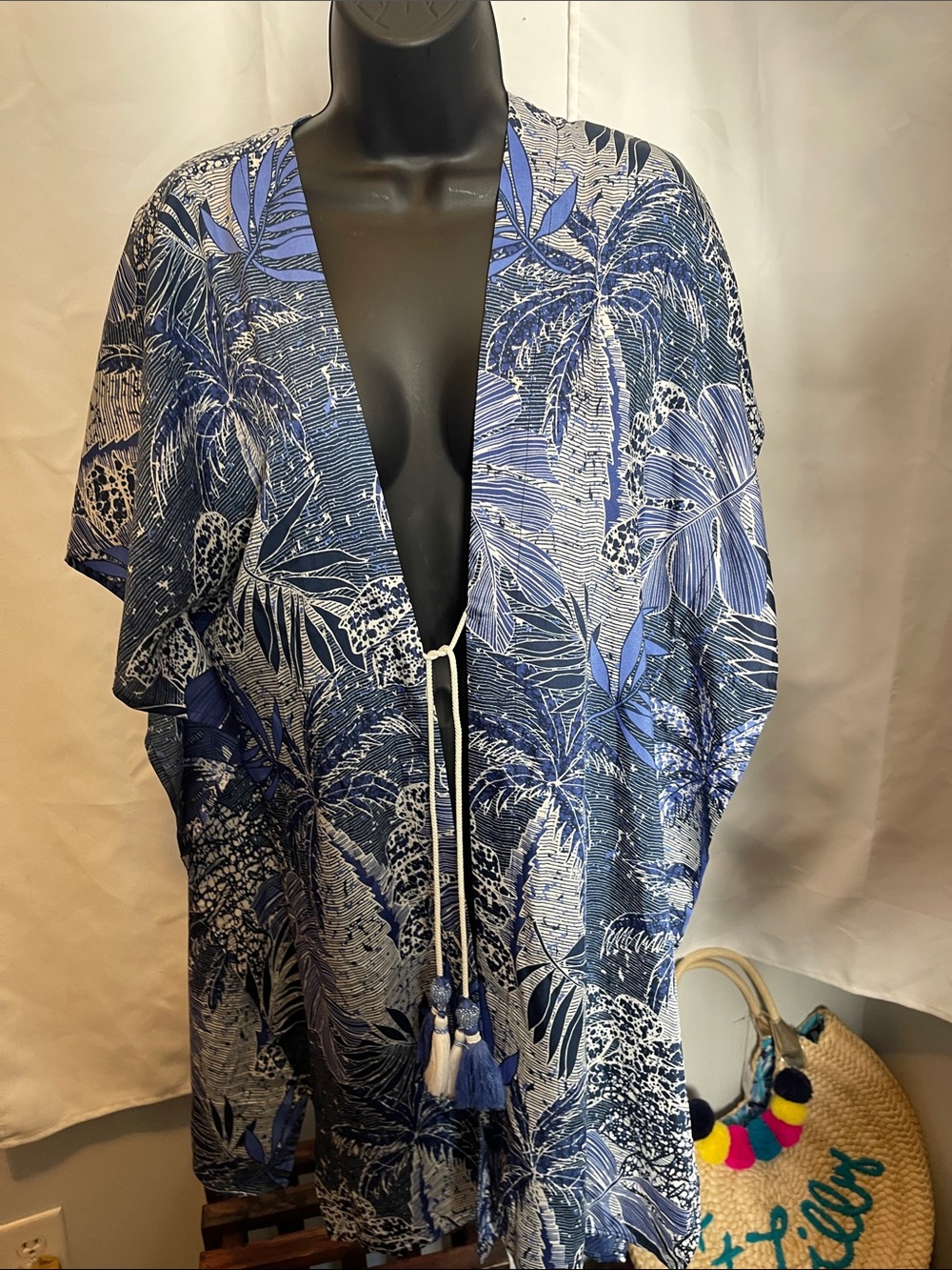 Blue Tropical Print Women's cover up